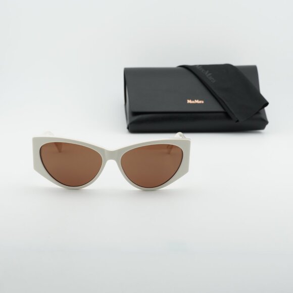 Max Mara MM0132 21E Cat Eye Sunglasses - White/Brown main image 8